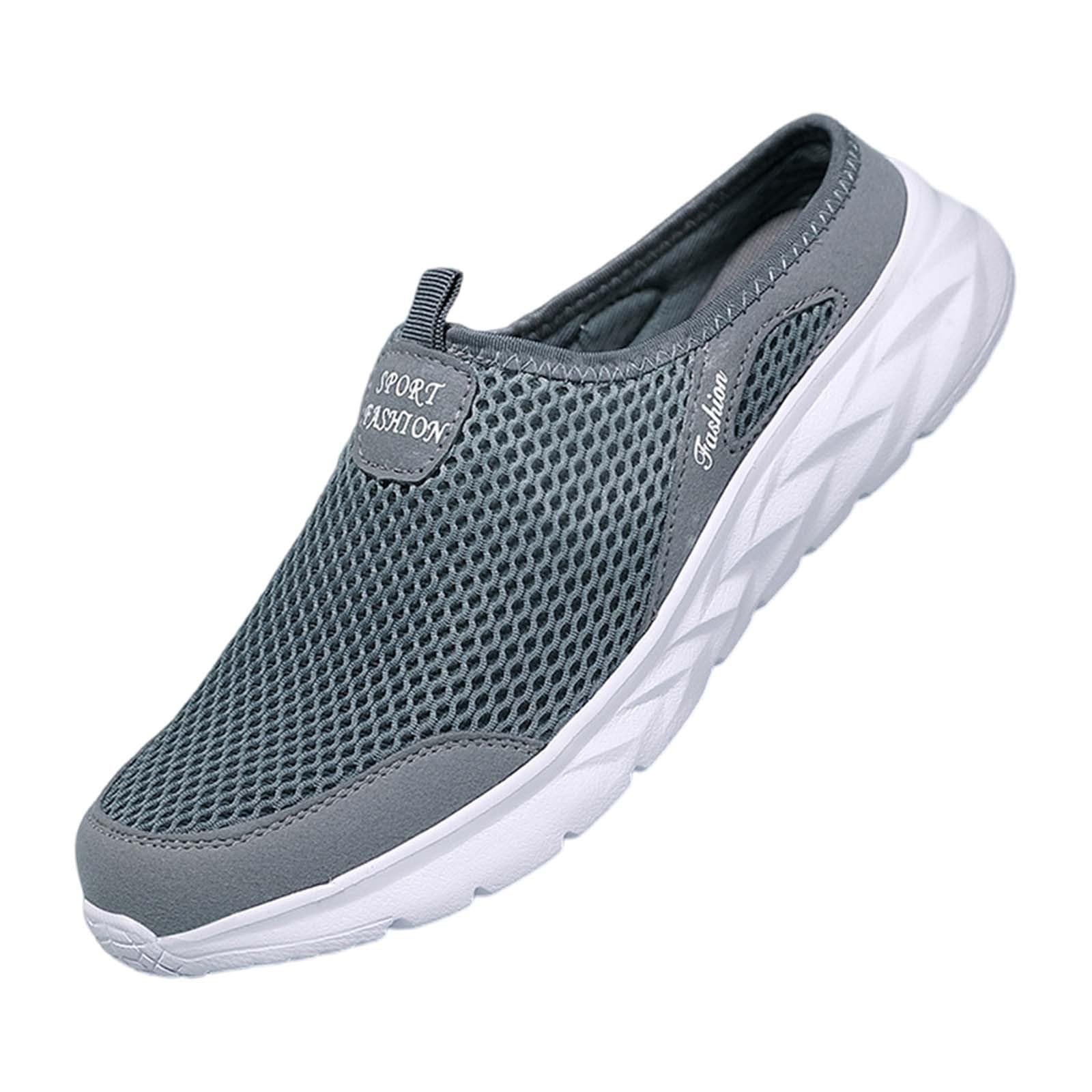 GenericMens Arch Support Trainers Mesh Cushioned Shock Trainers Slip on Casual Shoes Gym Tennis Lightweight Sneaker Outdoor Jogging Breathable Cycling Shoes Comfortable Wide Fit Sneakers Summer
