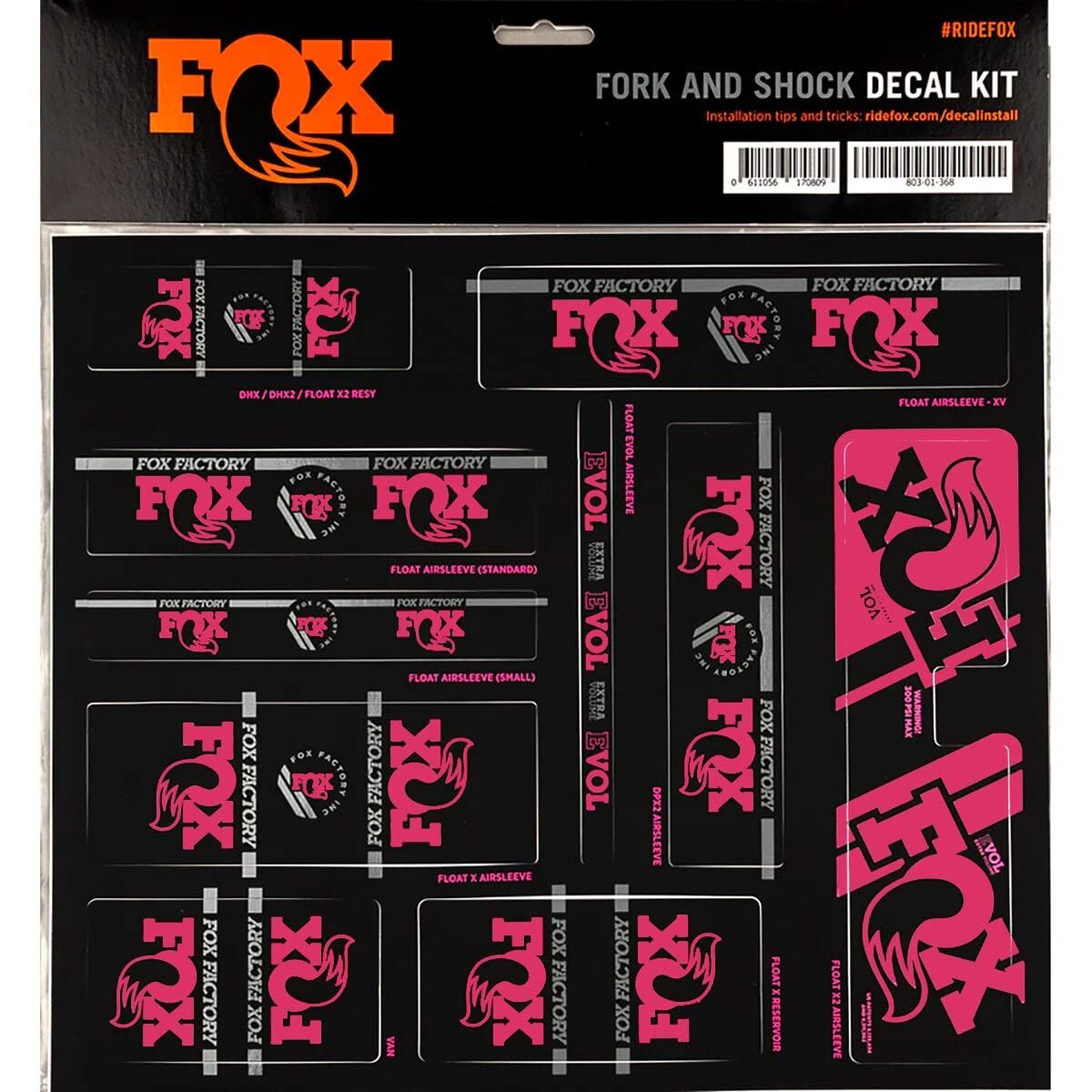 Fox Racing Shox Heritage Fork And Shock Decal Kit Pink