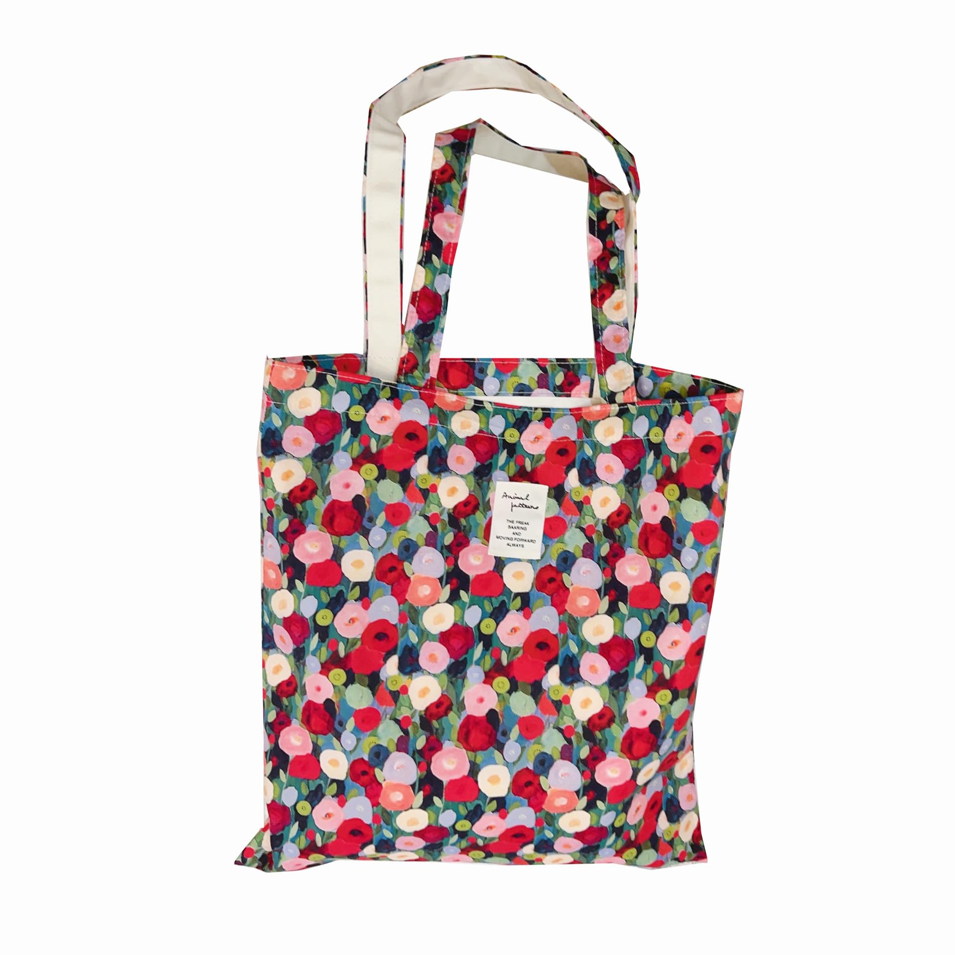 Kehpish Cotton Canvas Tote Bag Reusable Soft Grocery Cloth Bag Floral Shoulder Bag for Beach Travel Shopping