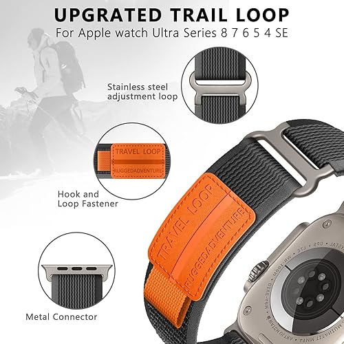Miniatura 3 de Trail Loop - Correa de nailon compatible con Apple Watch Ultra 2 de 49mm 46mm 45mm 44mm 42mm 41mm 40mm 38mm, correa deportiva elástica y tejida para