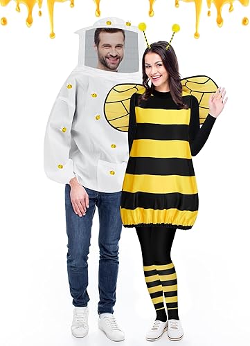Miniatura 6 de Ramede Juego de 2 juegos de disfraz de abeja de Halloween, kit de chaqueta de apicultor de abeja, disfraz de apicultura, traje de apicultura,