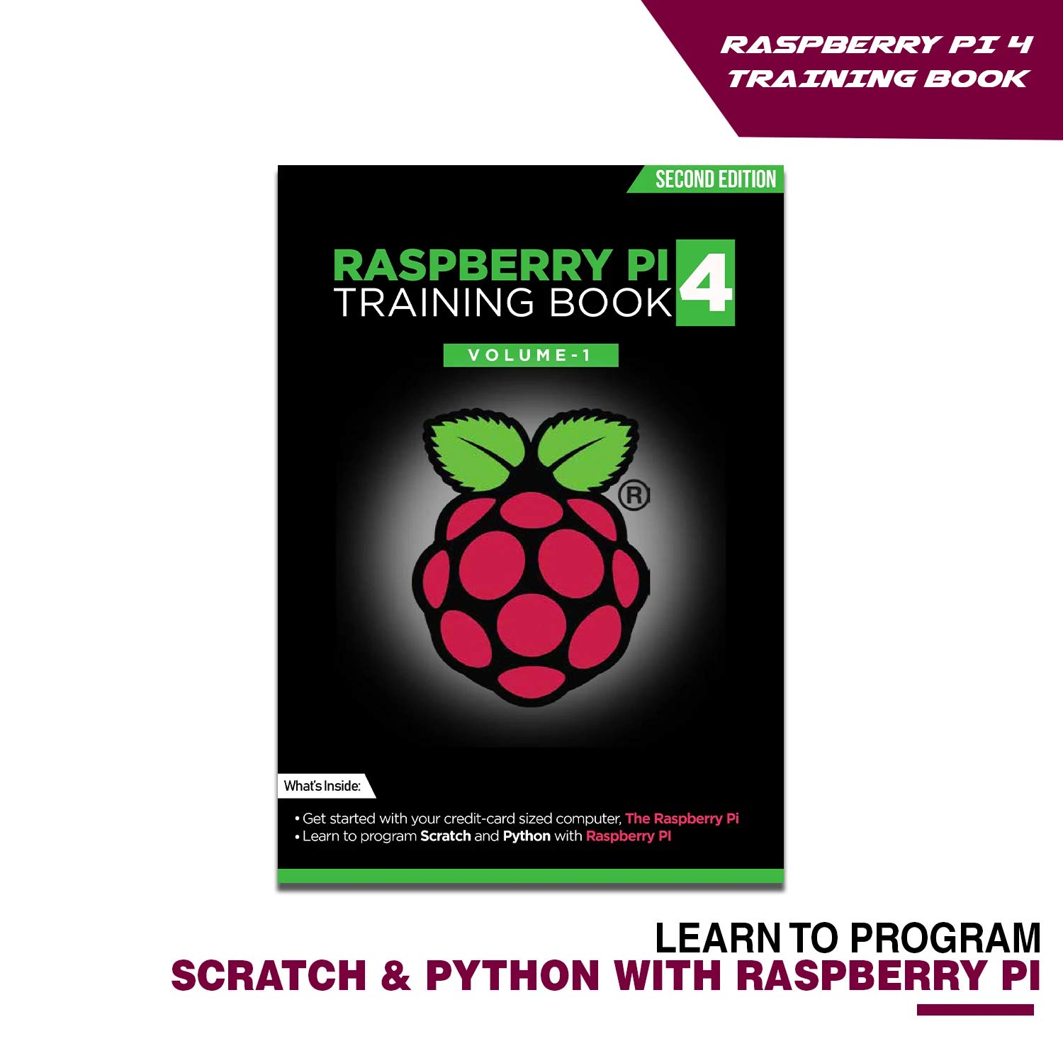 Sb Components - Kit Raspberry Pi 4 con BreadPi e libro di formazione (Raspberry Pi 4, custodia protettiva, alimentatore, cavo micro HDMI e scheda MicroSD da 32 GB) Custodia trasparente. 2 GB di RAM