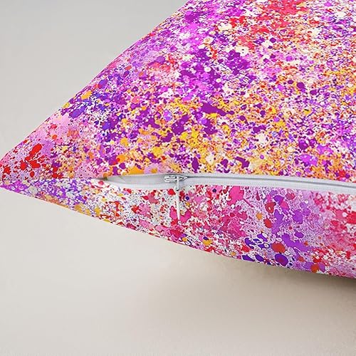 Miniatura 6 de Feelyou Juego de 2 fundas de almohada de color rosa abstracto, 18 x 18 pulgadas, funda de almohada decorativa de teñido anudado de galaxia, fundas