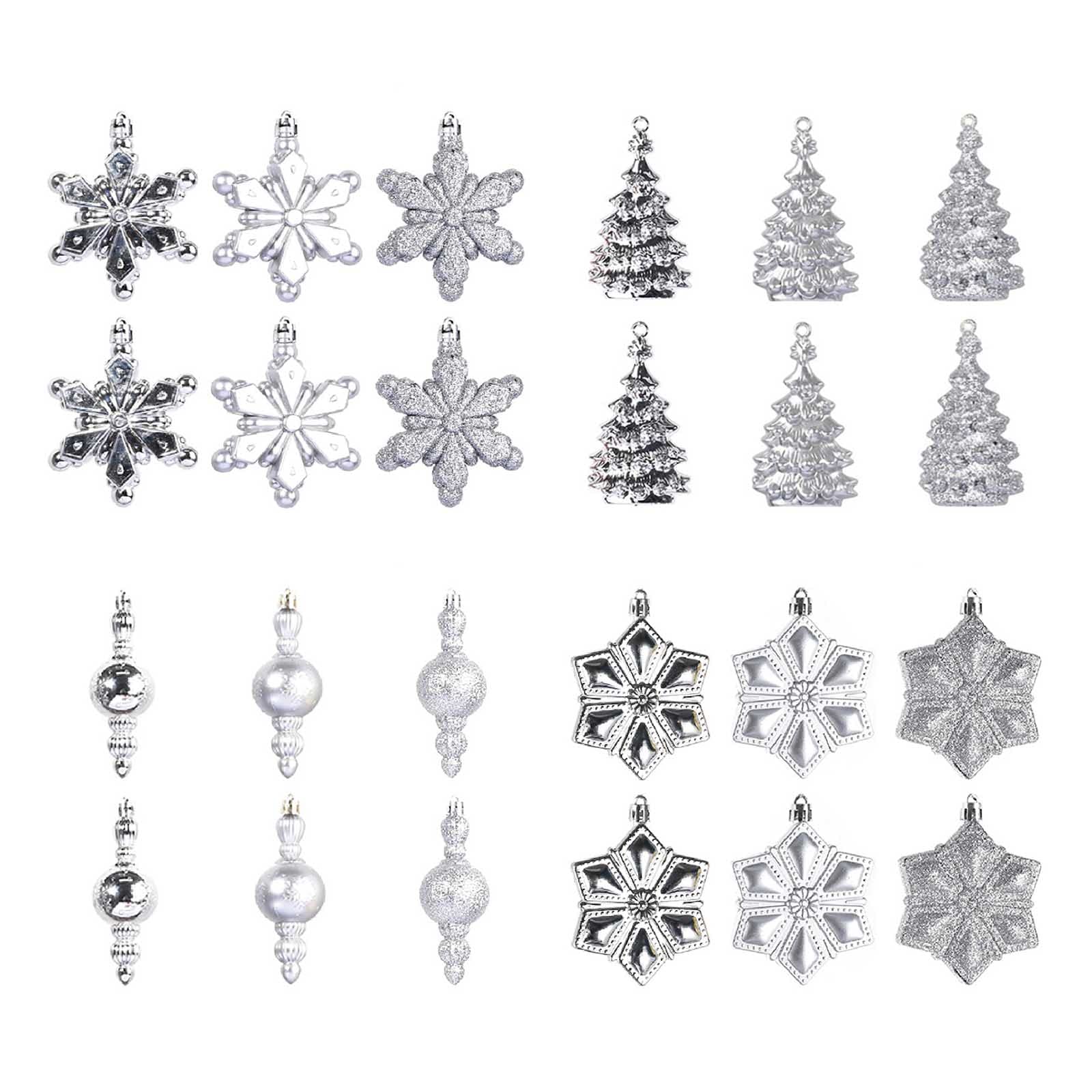 Buxuaaaa 24Pcs Tree Hanging Pendant Christmas Tree Hanging Star Snowflake Ornament Decorations for Christmas Home Decor Ornaments Decor Pendant Ornament Decoration