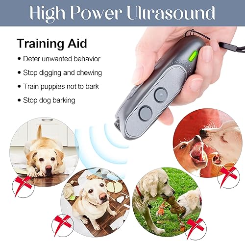 Miniatura 5 de Qualirey 2 dispositivos ultrasónicos de control de ladridos de perros, dispositivo antiladridos, disuasorio de ladridos para mascotas, entrenador de