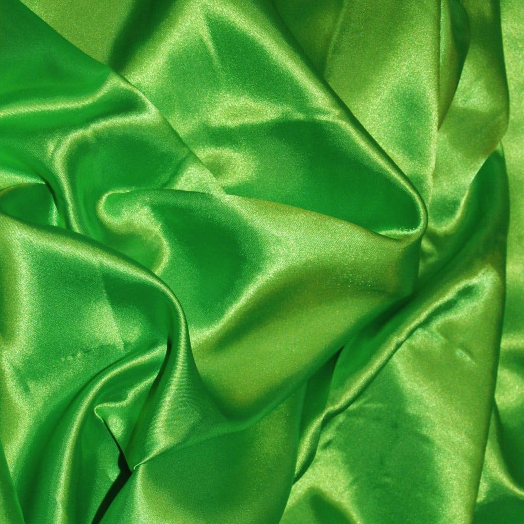 CQL Satin Fabric by The Metre – 60 Inch Wide Satin Roll for Wedding Dresses, Bespoke Tailoring & Decoration Projects – Soft, Smooth, Silk-Like Finish(Flo Lime,10 Metre)