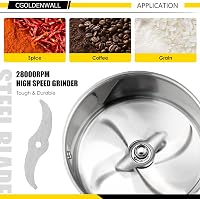 CGOLDENWALL 700g Elektromos Daráló - Rozsdamentes Acél Fűszer, Kávé és Gyógynövény Őrlő, 28000 RPM, 2400W Motor, Időzítővel 8
