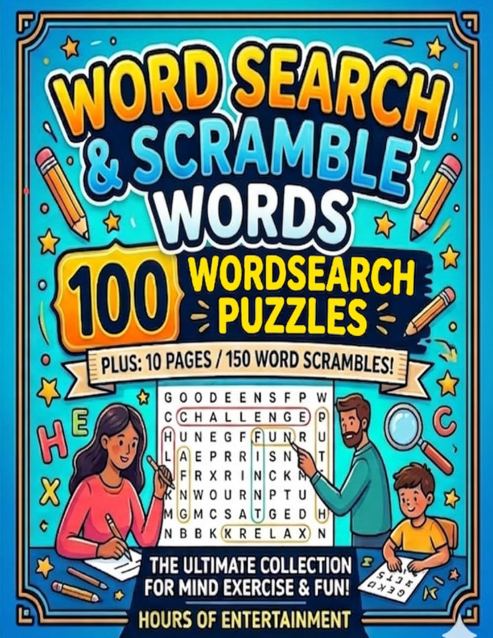 The Ultimate Puzzle Book: 100 Large Print Word Search Puzzles for Adults & Seniors | Brain Games for Relaxation with Bonus Word Scrambles