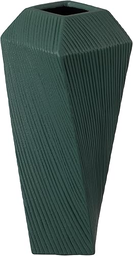 Jarrón decorativo de mesa de centro de mesa trenzado cuadrado de cerámica de 12 pulgadas de alto, color verde, grande disponible en Yaxa Costa Rica