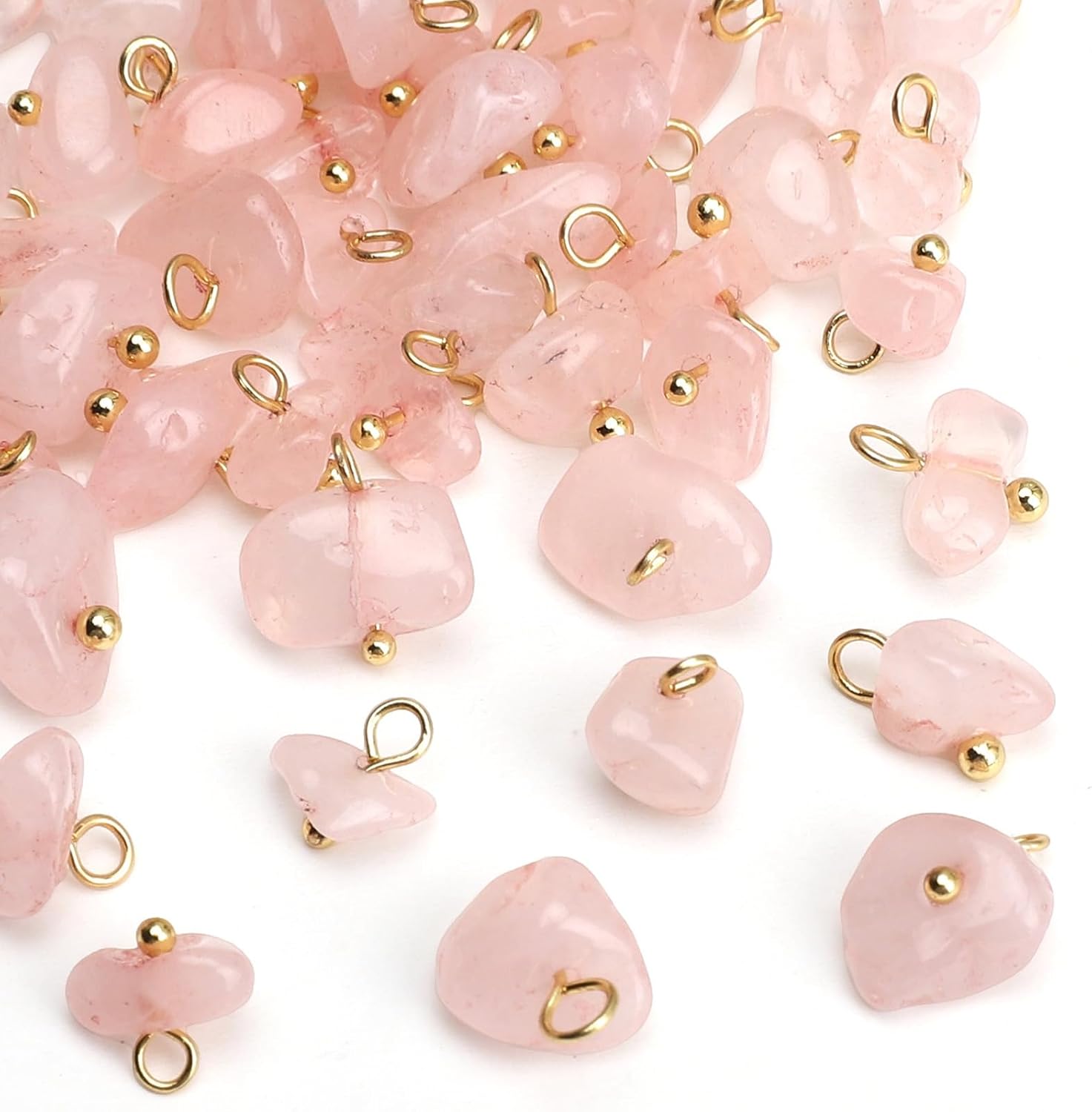 Natural Irregular Stone Charms 5-10mm 50pcs with Untarnish Metal Accessories Loose Beads for DIY Jewelry Making