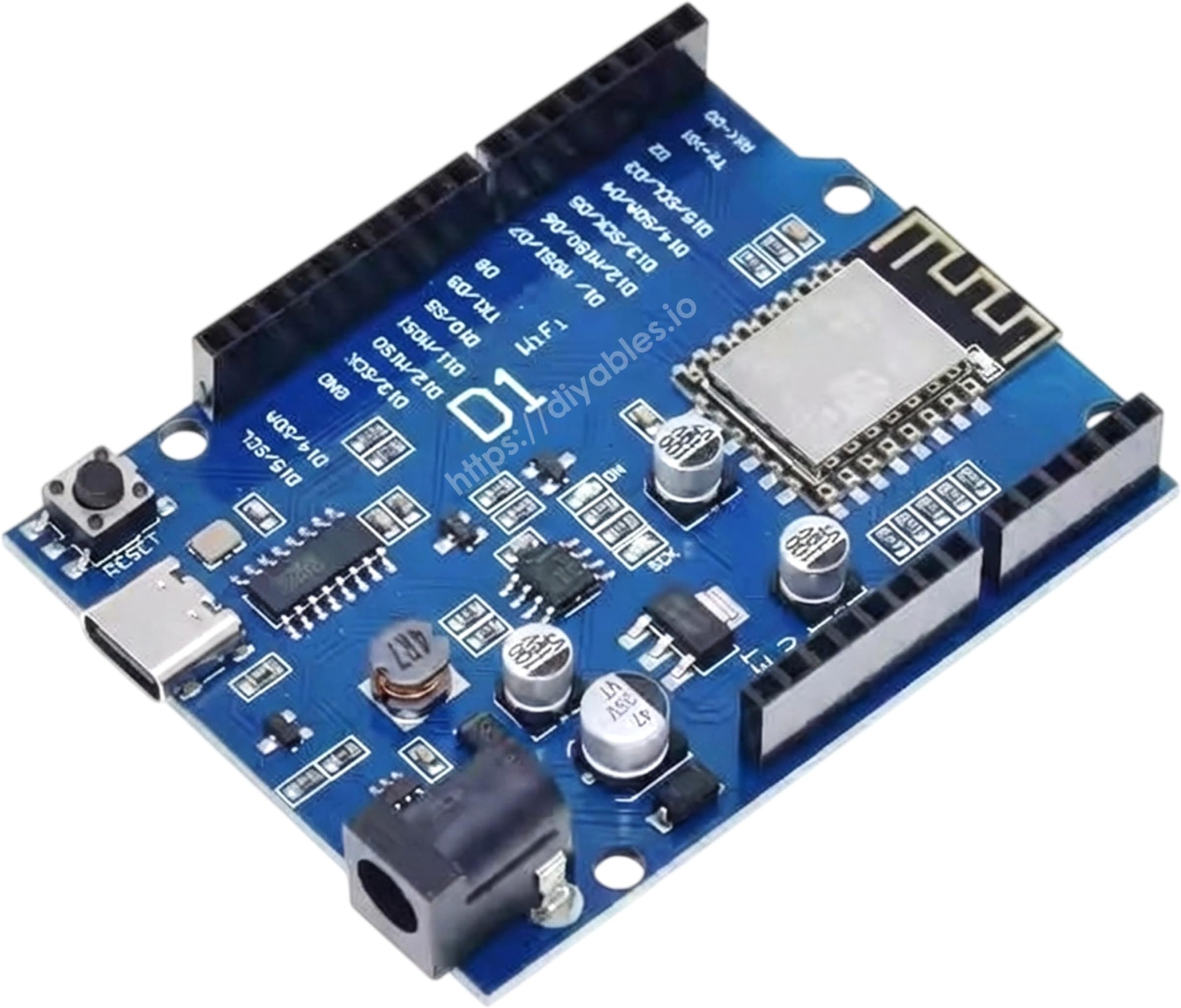 ESP8266 ESP-12 Development Board, Uno-Compatible Form Factor, Works with Arduino IDE, OTA Wireless Upload, 11 IO Pins, 1 ADC, 5V 1A Power Supply