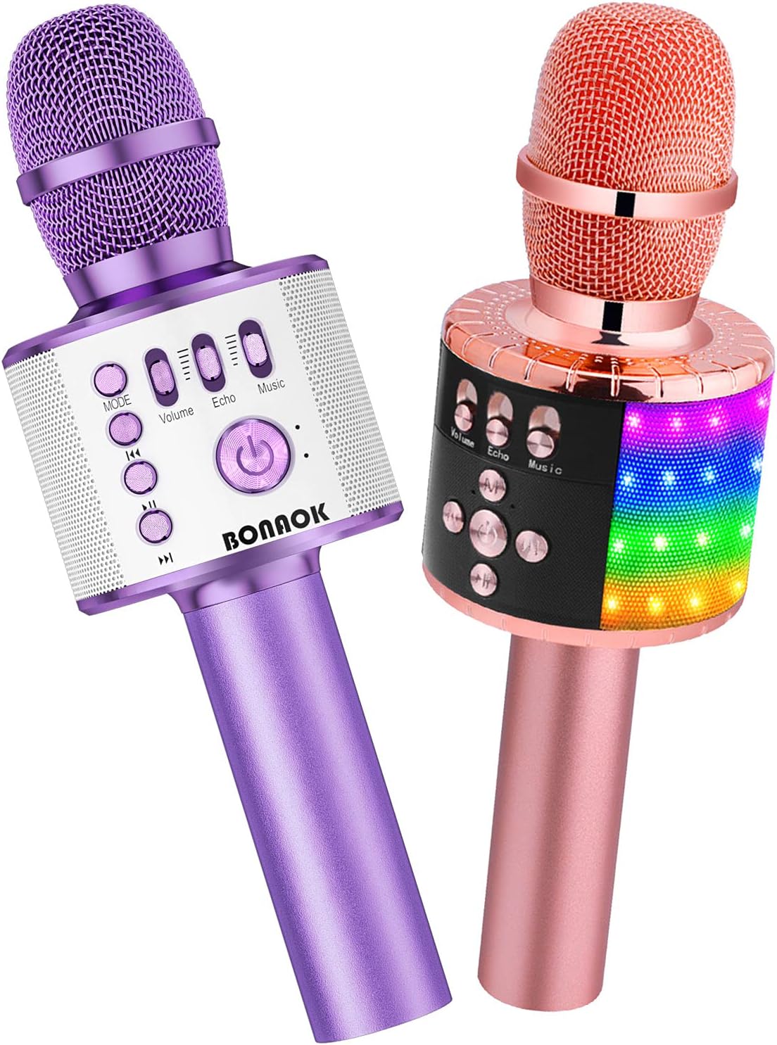BONAOKQ37 and Q78 Bluetooth Wireless Karaoke Microphone with LED Lights, Portable Handheld Mic with Speaker Karaoke Player for Singing Home Party Birthday Gift for Kids Adults Girls