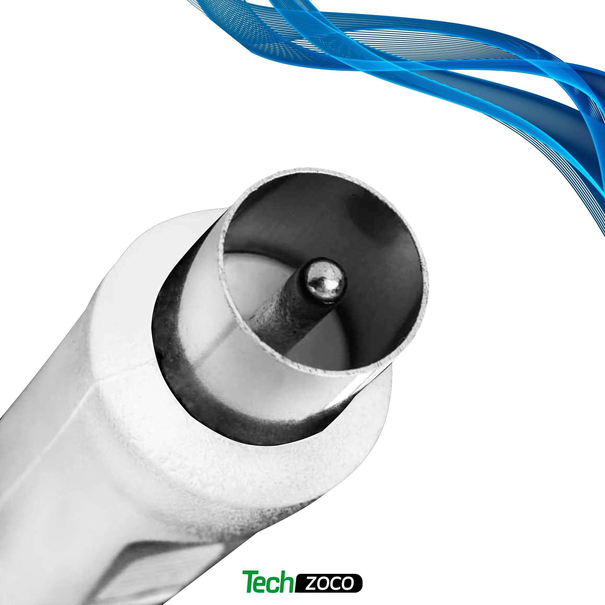 TECHZOCO Cavo antenna TV maschio femmina, coassiale 90°, per TV e decoder, 70dB, HDTV, DVB-T2/C/S, 75 Ohm, bianco, 2,5 metri