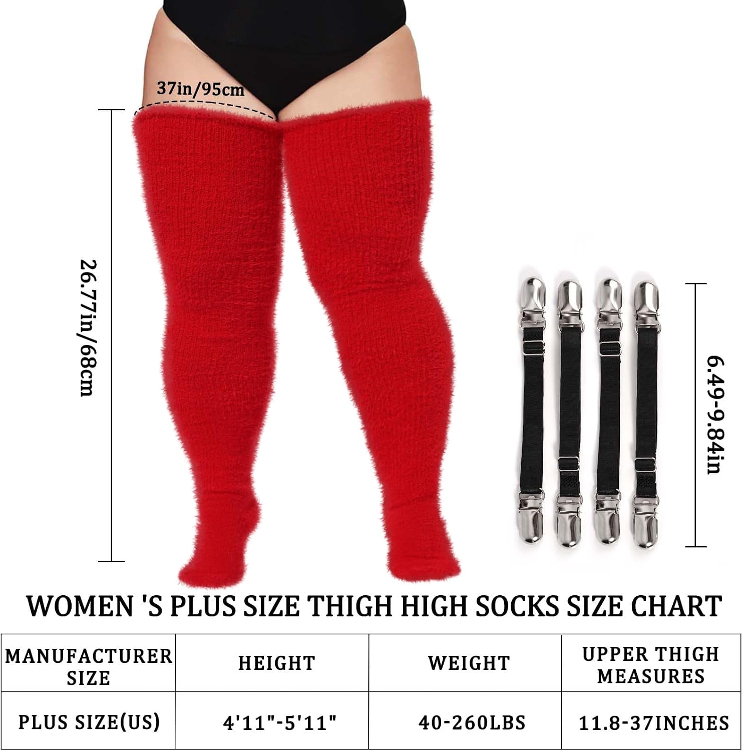 Moon Wood Plus Size Plush Thigh High Socks for Women Fuzzy Stocking Thick Over the Knee Fleece Leg Warmers Boot Socks