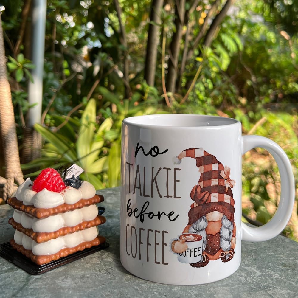 No Talkie Before Coffee Gnomes Gifts for Women, Funny Gnome Gifts for Gnomes Lover, Novelty Birthday Christmas Gift for Best Friend Bestie 11 oz - Image 4