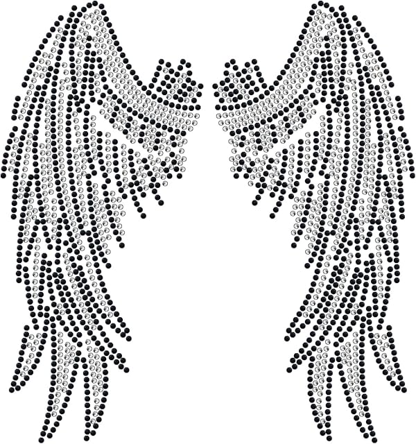 SUPERDANT Angel Wing Rhinestone Iron on Hotfix Transfer Decal Print White Bling Patch Clothing Repair Applique T-Shirt Vest Shoes Hat Jacket Decor Clothing Hoodies DIY Accessories