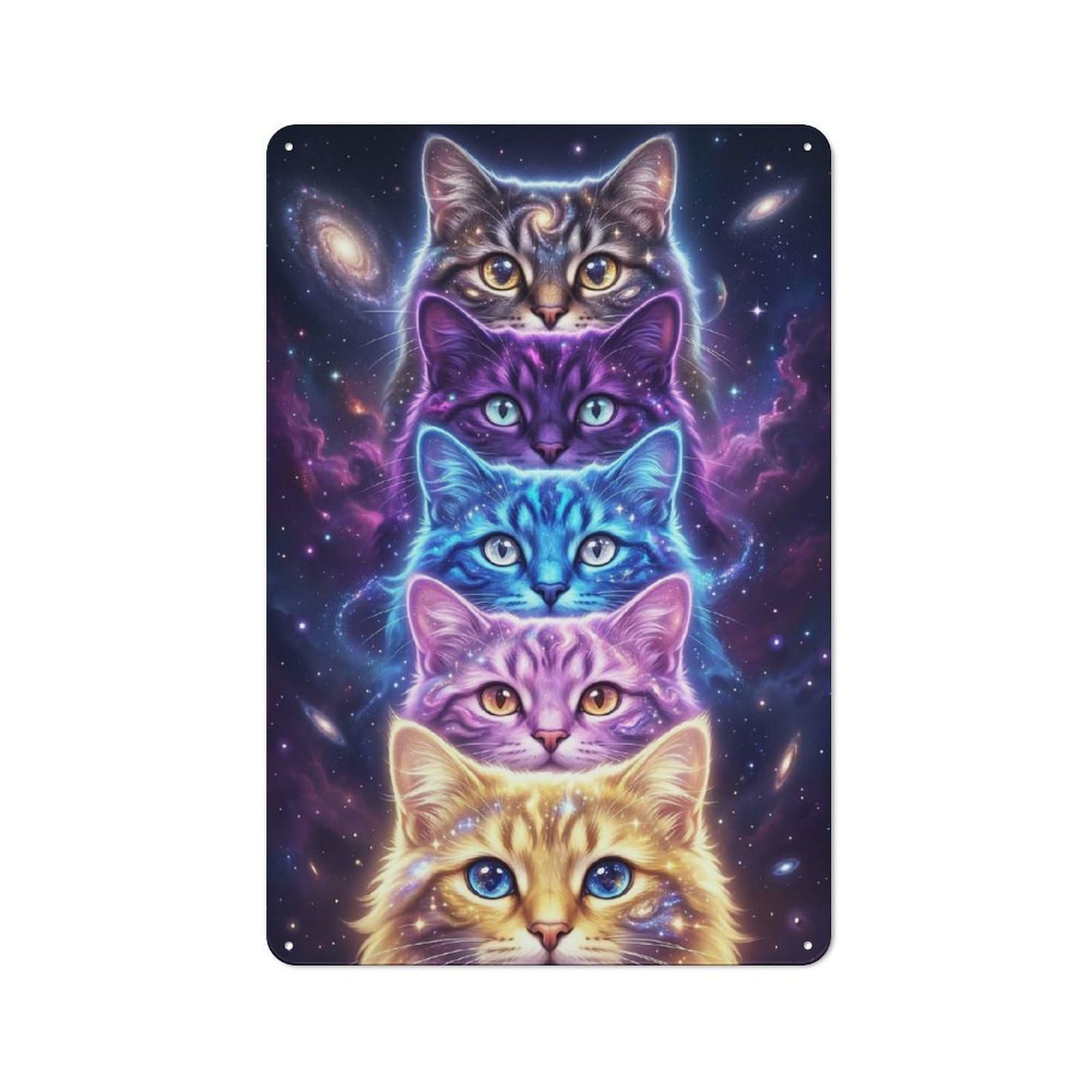 Cosmic Cats in Space Retro Metal Wall Decor 30x20cm, Retro Metal Sign for Garage, Hobby Room, Office Or Man Cave