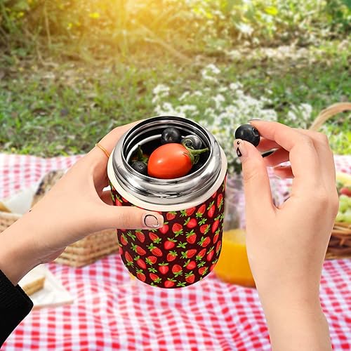 Miniatura 5 de Strawberry Food Jar with Spoon Stainless Steel Vacuum Insulated Food Container 17 oz Thermos for Adults