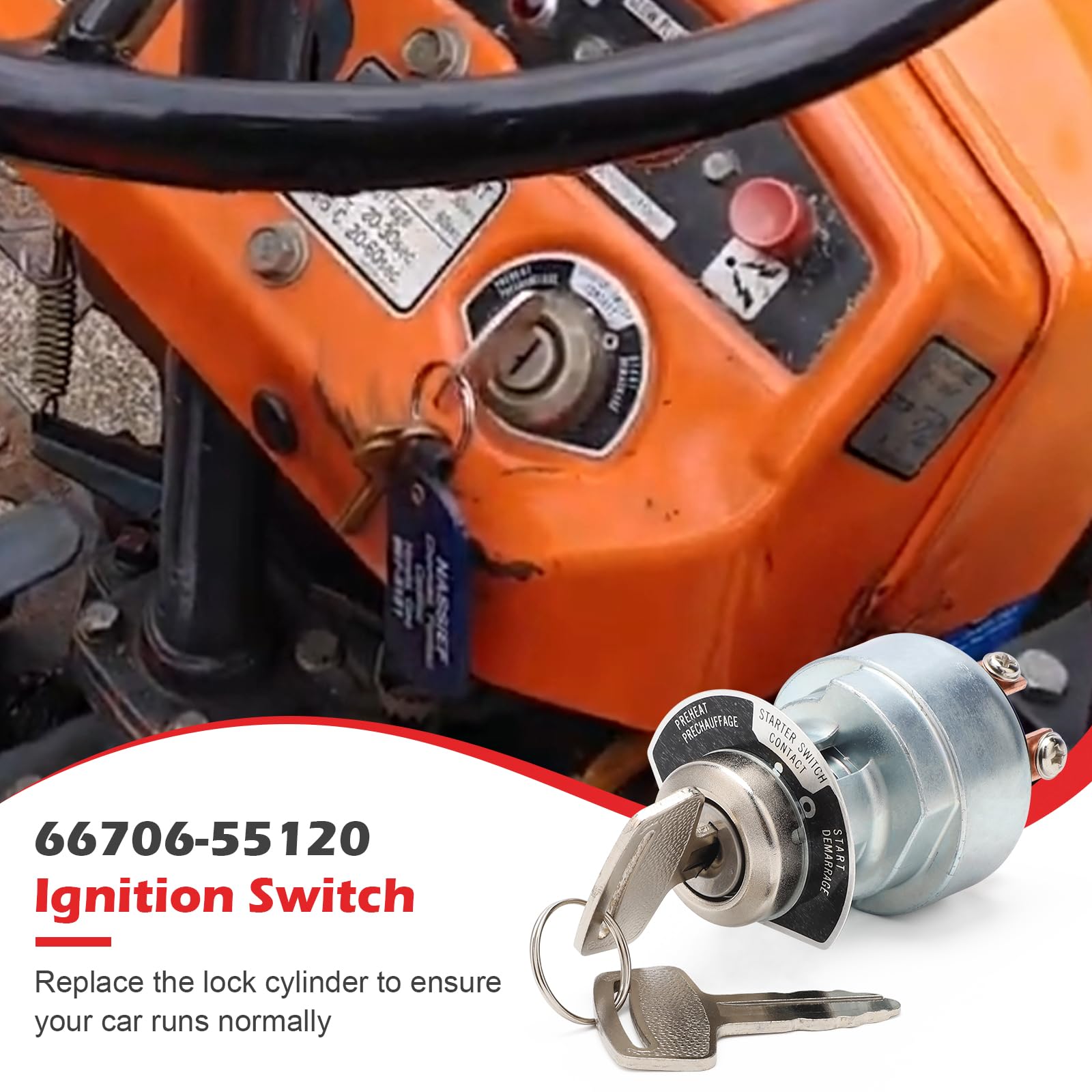 ユー Tractor Replacement Parts Ignition Switch With 2 Keys Replacement