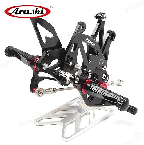 Miniatura 216 de Arashi reposapiés para motocicleta, accesorios ajustables, juego de reposapiés traseros Negro