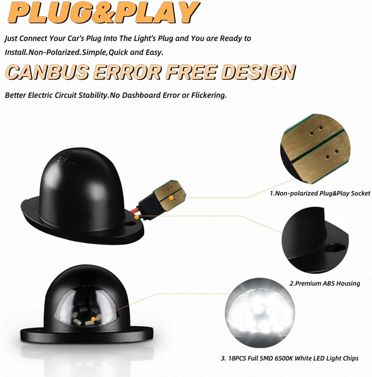 Rear LED License Plate Light Tag Lamp Rear Lights with Socket Wire Harness Plugs Assembly for Dodge Ram 1500 2500 3500 Pickup 1994-2002, OEM #: 4357065AB, 4357065, 55054891