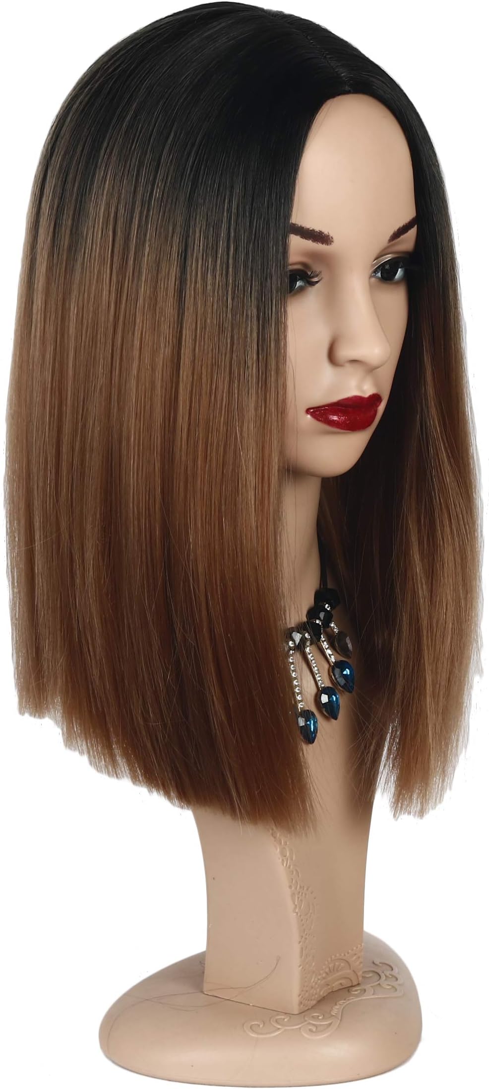 YanT HAIR Synthetic Wigs For Women Straight Bob Wig Ombre T2/30 Ginger Blonde Color