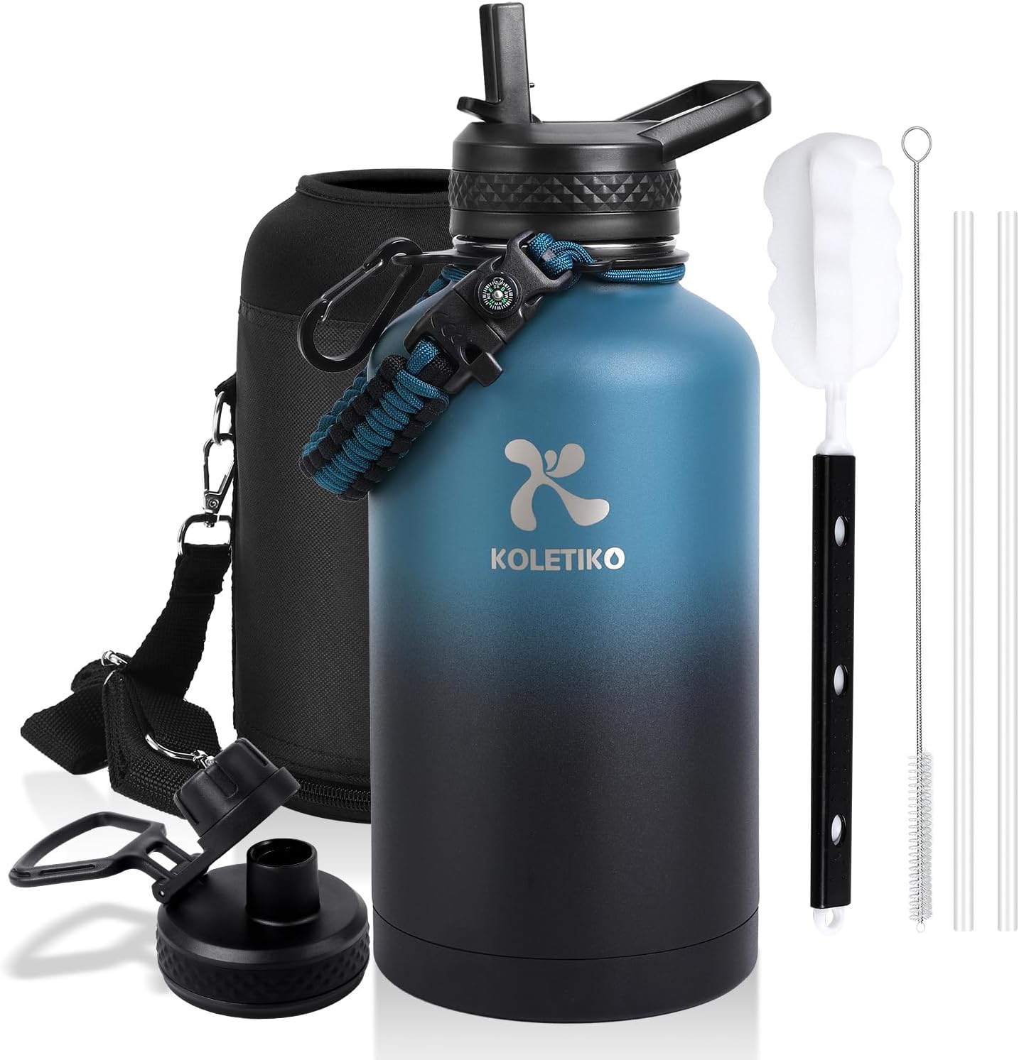 Botella de agua aislada de 64 onzas (fría durante 36 horas), sin BPA y a prueba de fugas, jarra de agua deportiva de acero inoxidable de medio