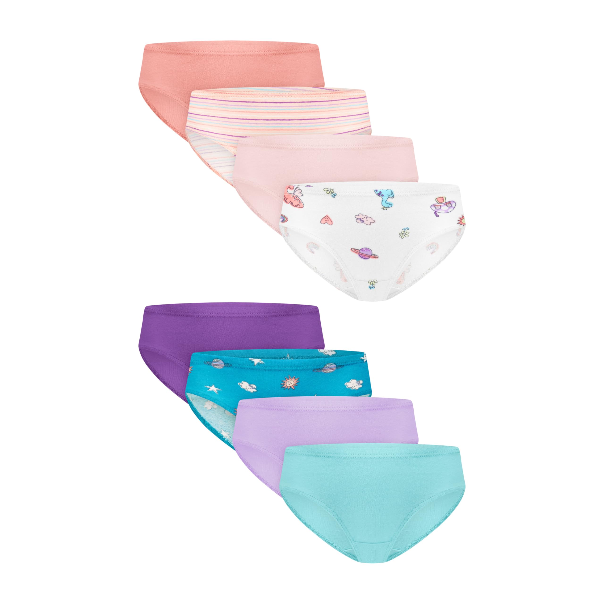 Hanes girls Organic Underwear, Brief & Hipster, Toddler & Girl Sizes, Pure Comfort Organic 100% Cotton Panties, 8-pack