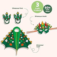 Vista 2 de jackinthebox Juguetes de dinosaurio para niños de 3 a 5 años, kit de disfraz de dinosaurio 3 en 1, artes y manualidades para niños y niñas, disfraz