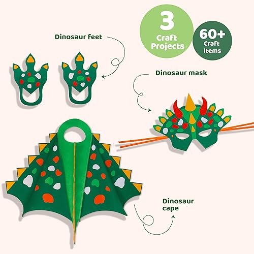 Miniatura 2 de jackinthebox Juguetes de dinosaurio para niños de 3 a 5 años, kit de disfraz de dinosaurio 3 en 1, artes y manualidades para niños y niñas, disfraz