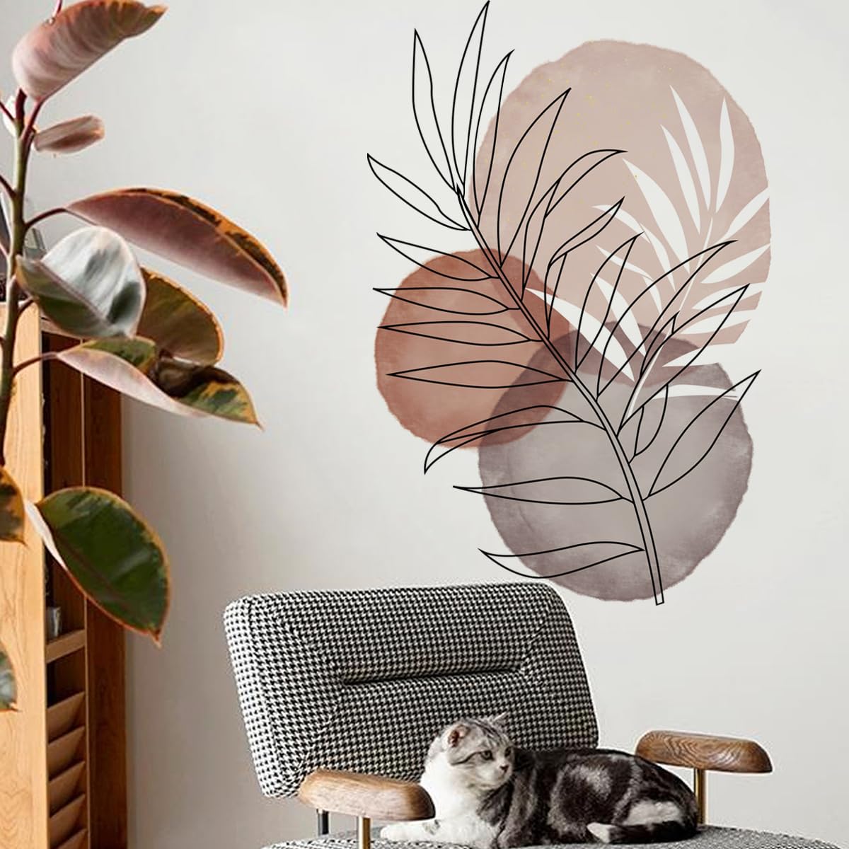 Runtoo Boho Wall Art Decal Leaves Plant Flower Retro Abstract Wall Stickers Living Room Girls Bedroom Bathroom Wall Decor - Image 4