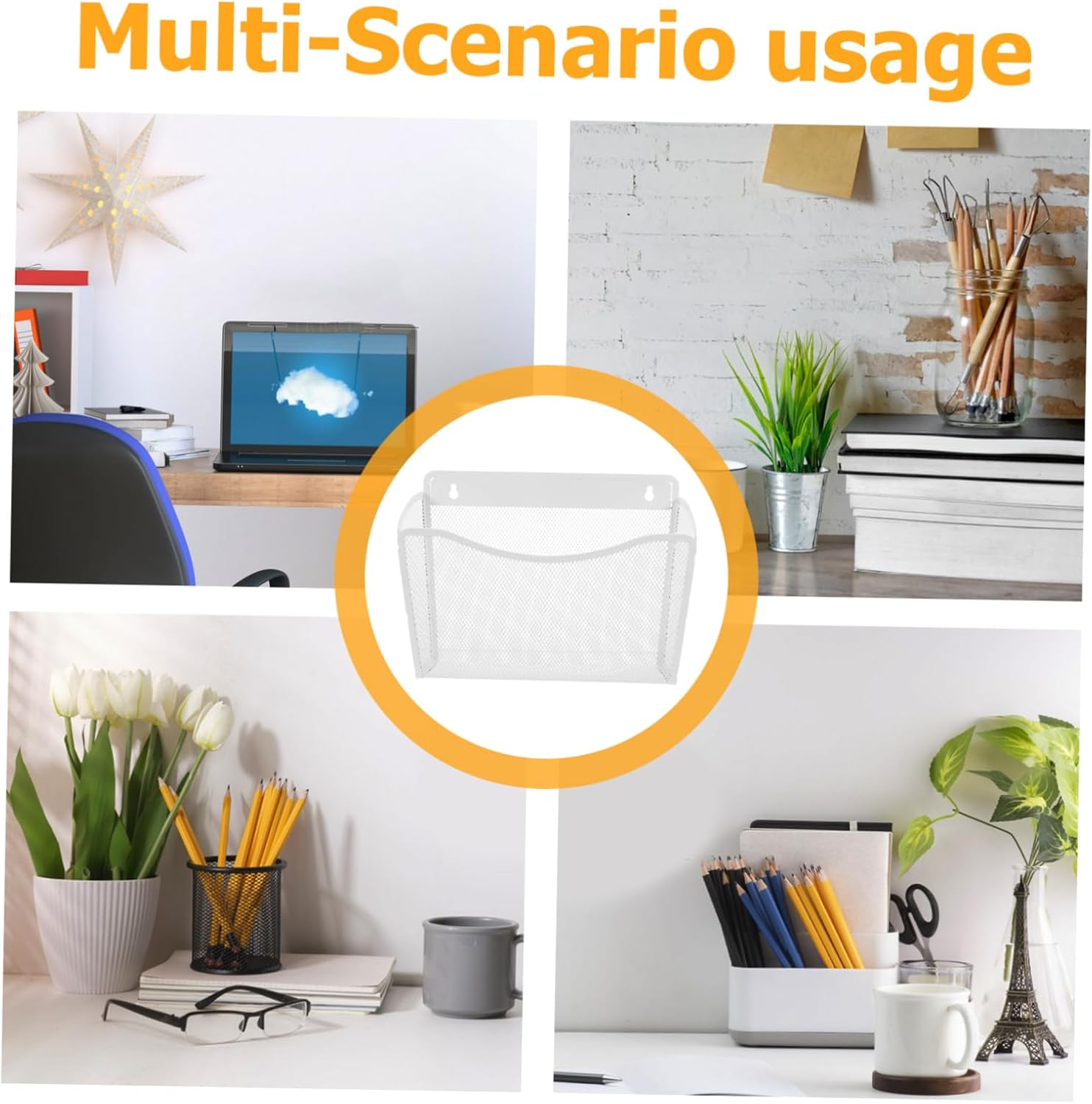 Veemoon Wall Mount File Storage Basket Letter Holder Magazine Rack Mail Organizer Whiteboard Pen Holder Office Wall Organizer