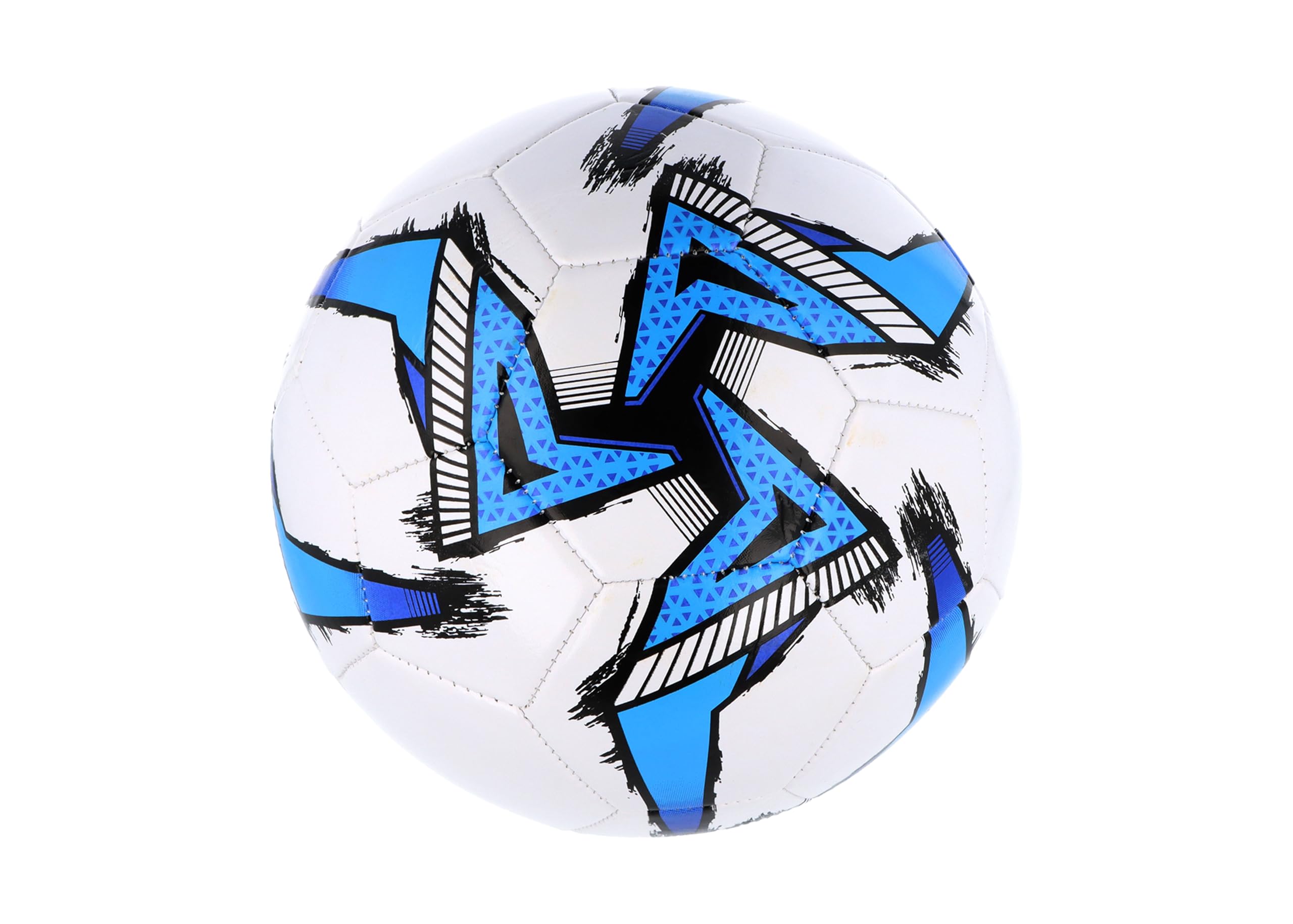 HENBRANDT 6 x Stitched Football in 3 Designs - White with Blue, Red or Yellow Contrast Decoration - Size 5 Standard Durable All-Weather Sports Ball for Training, Kickabouts and Playground Games