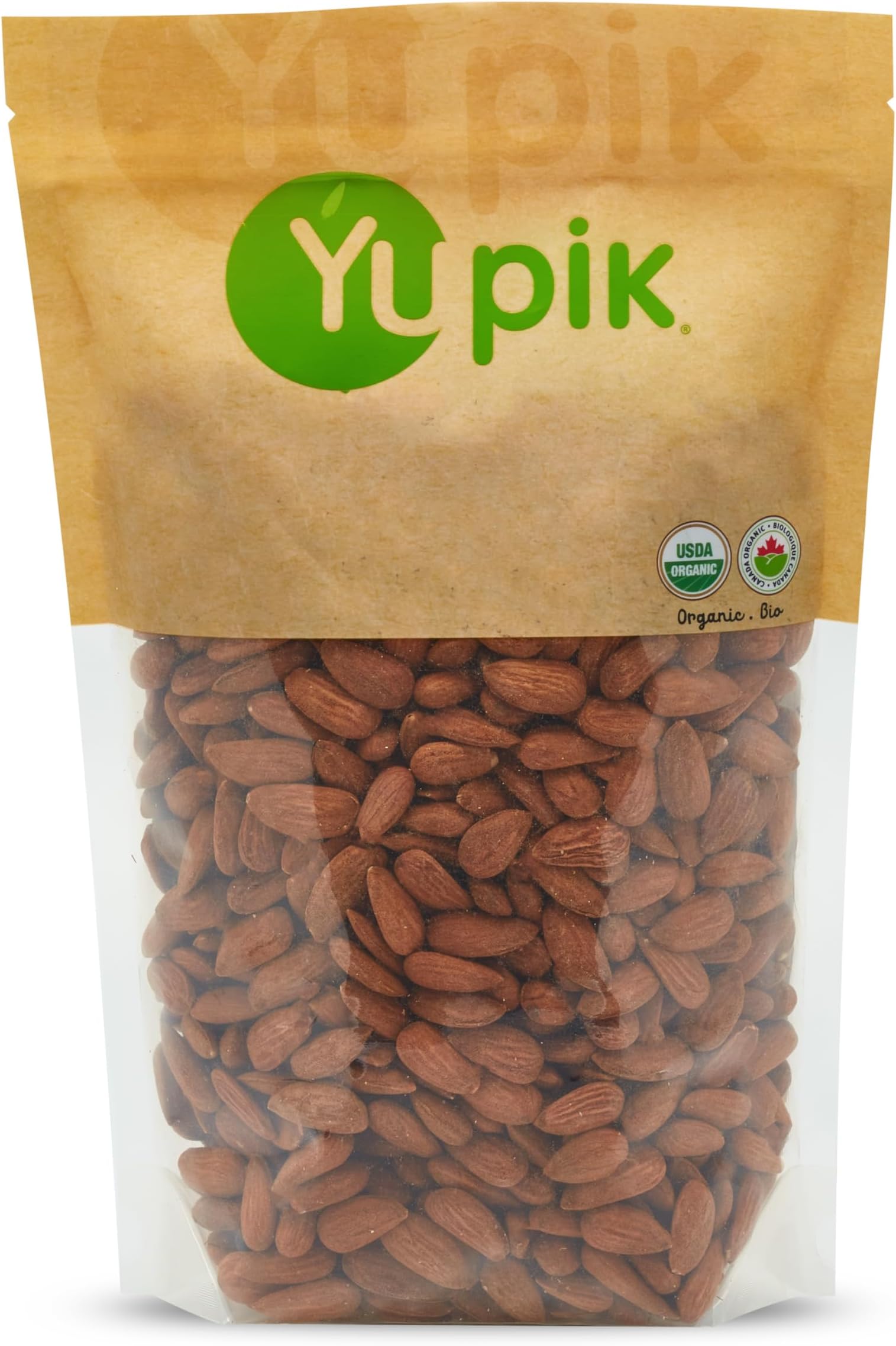 Yupik Organic Raw European Almonds, 2.2 lb, Non-Gmo, Vegan, Gluten-Free, Good Source Of Protein, Fiber, Iron & Calcium, Low In Carb, Pack of 1