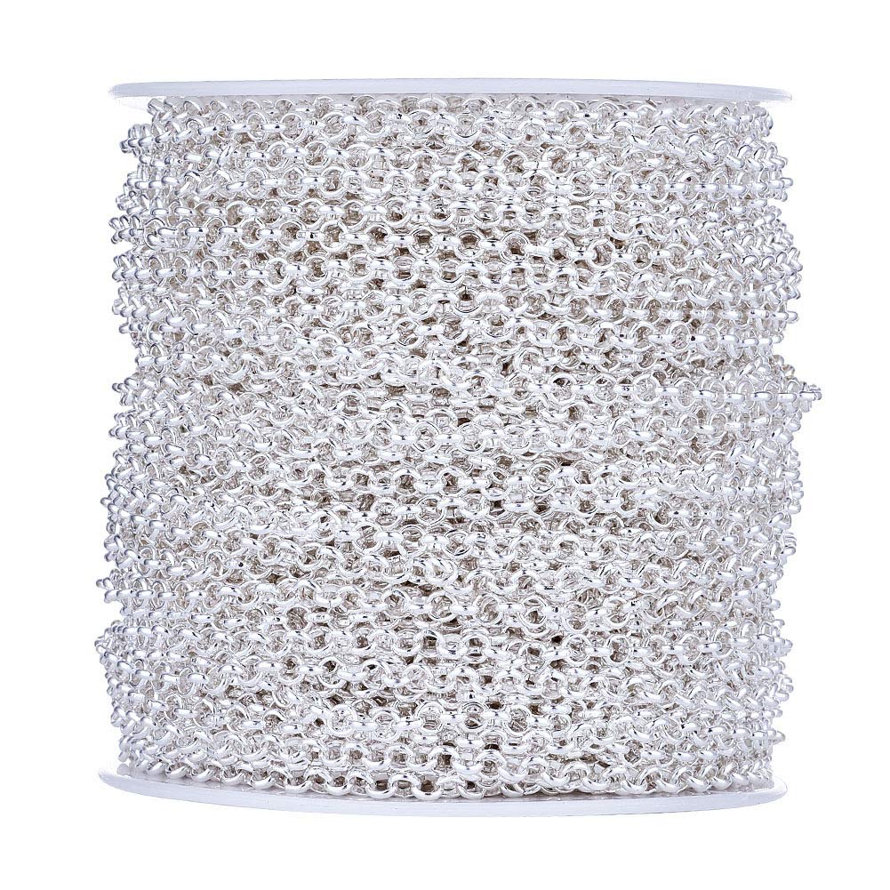 50m/roll Silver Iron Link Chain 4x1mm Unwelded Rolo Cable Chains for Necklace Jewellery Accessories DIY Making โ image 1