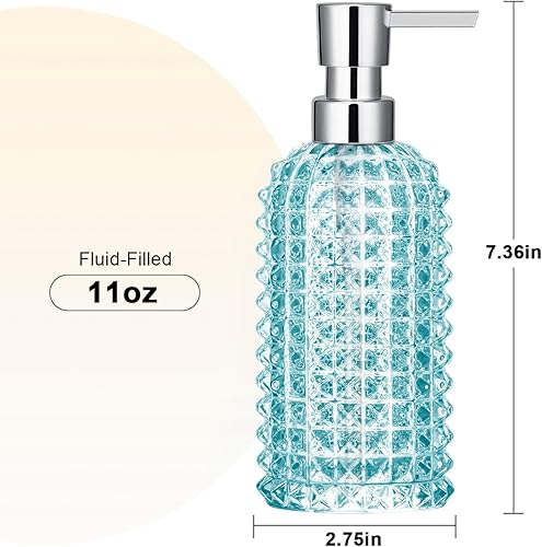 Miniatura 3 de Dispensador de jabón de manos de vidrio con bomba para cocina y baño, dispensador de jabón líquido recargable de 11 onzas