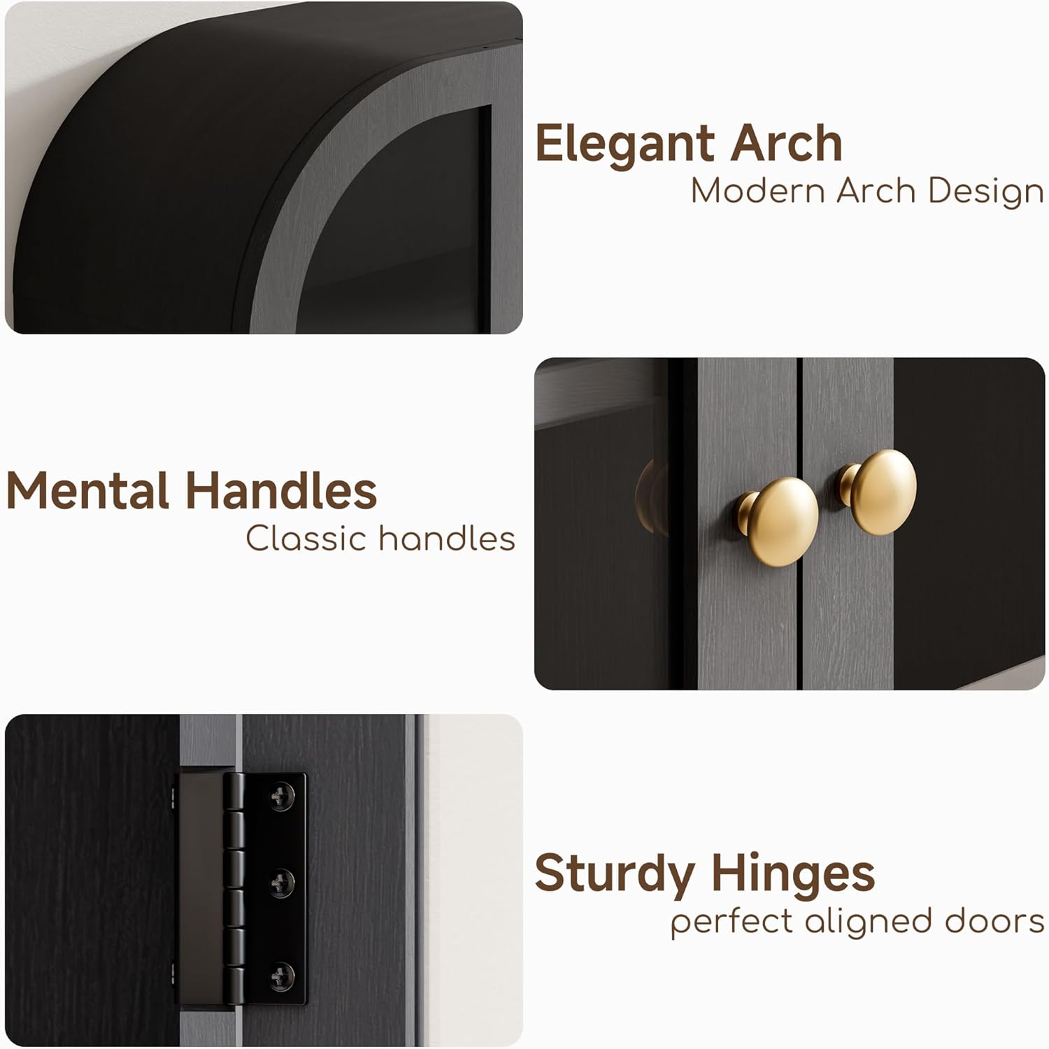 Arched Bathroom Wall Cabinet Over The Toilet Storage Cabinet, 23.6"x31.5" Wood Medicine Cabinet Wall Mounted with Glass Doors & Adjustable Shelf, Floating Wall Cabinet for Bathroom(Black)