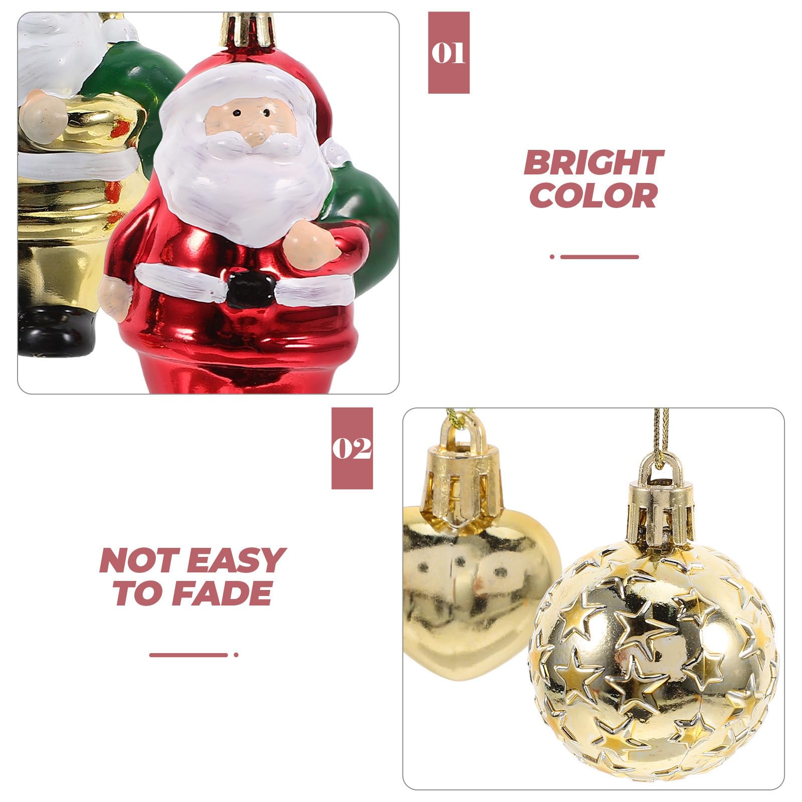 Toyvian 288 Pièces Ensemble de Boules de Noël Suspendues Rouge en Résine | Décorations Festives Légères, Faciles à Accrocher, Réutilisables, pour Sapin et Célébrations Hivernales