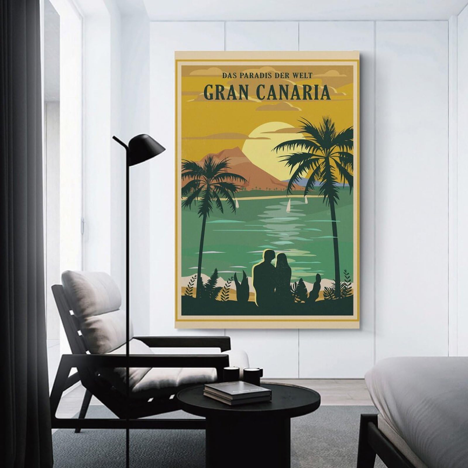Junmoney Gran Canaria Travel Hanging Wall Art 20x30inch(50x75cm), for Work Areas, Reading Rooms Or Studios, Canvas Wall Decor for Creative Rooms