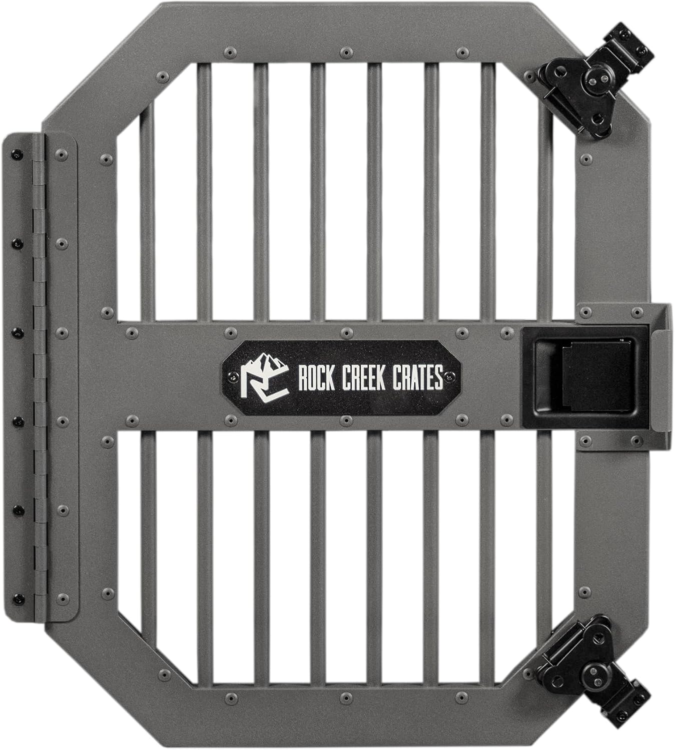 ROCK CREEK CRATES Collapsible Dog Crate: Meticulously Engineered, Durable Aluminum Construction, Non Slip Feet | 10 Year Warranty | Ideal for Indoor & Vehicle Use (White Snowfall, 34 Inch)