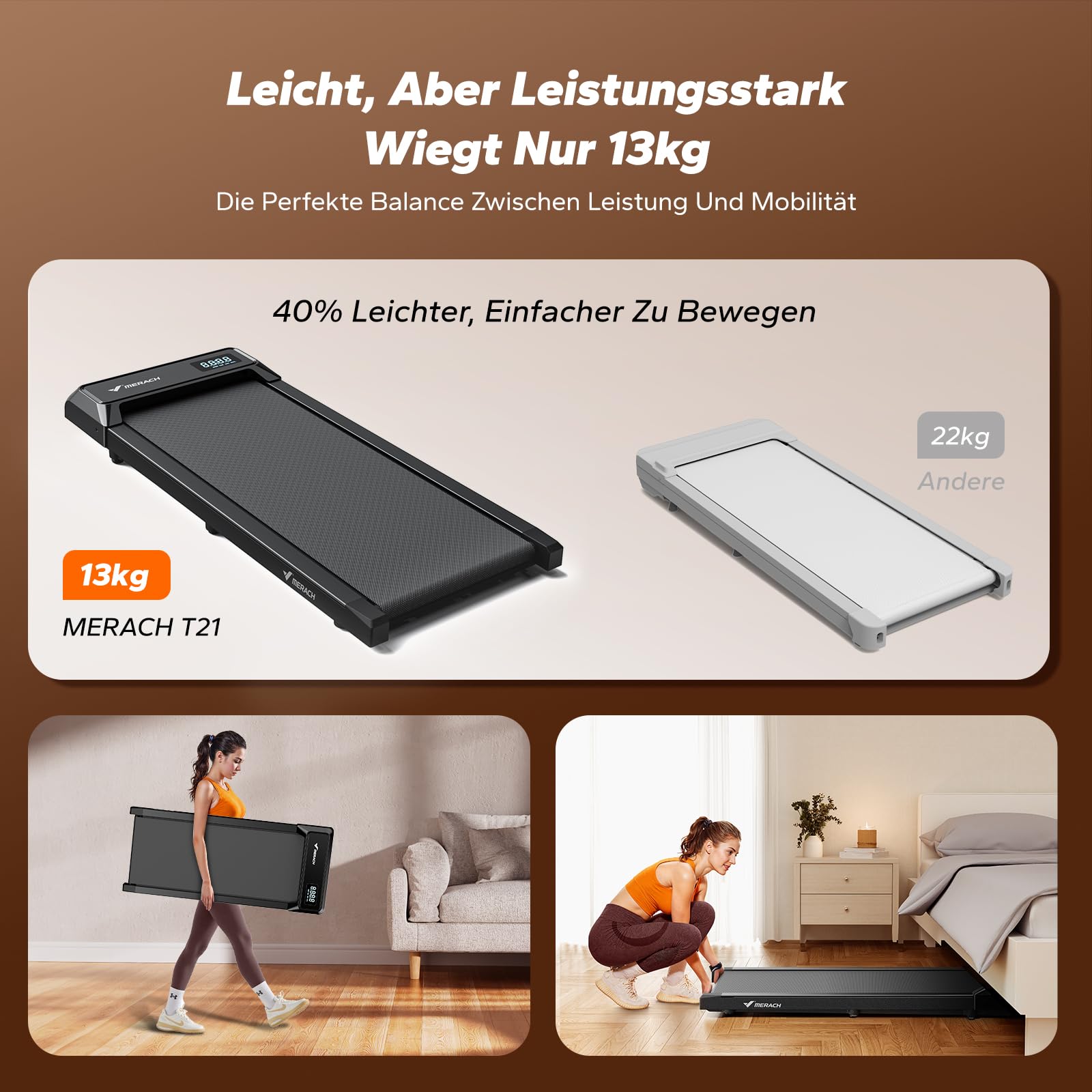 MERACH Walking Pad, 3-in-1 Laufband für Zuhause, Laufband Schreibtisch, Fernbedienung & App Steuerung, LED-Anzeige, 2.5PS Leiser Motor, Leicht & Kompakt Mini laufband für Zuhause & Büro