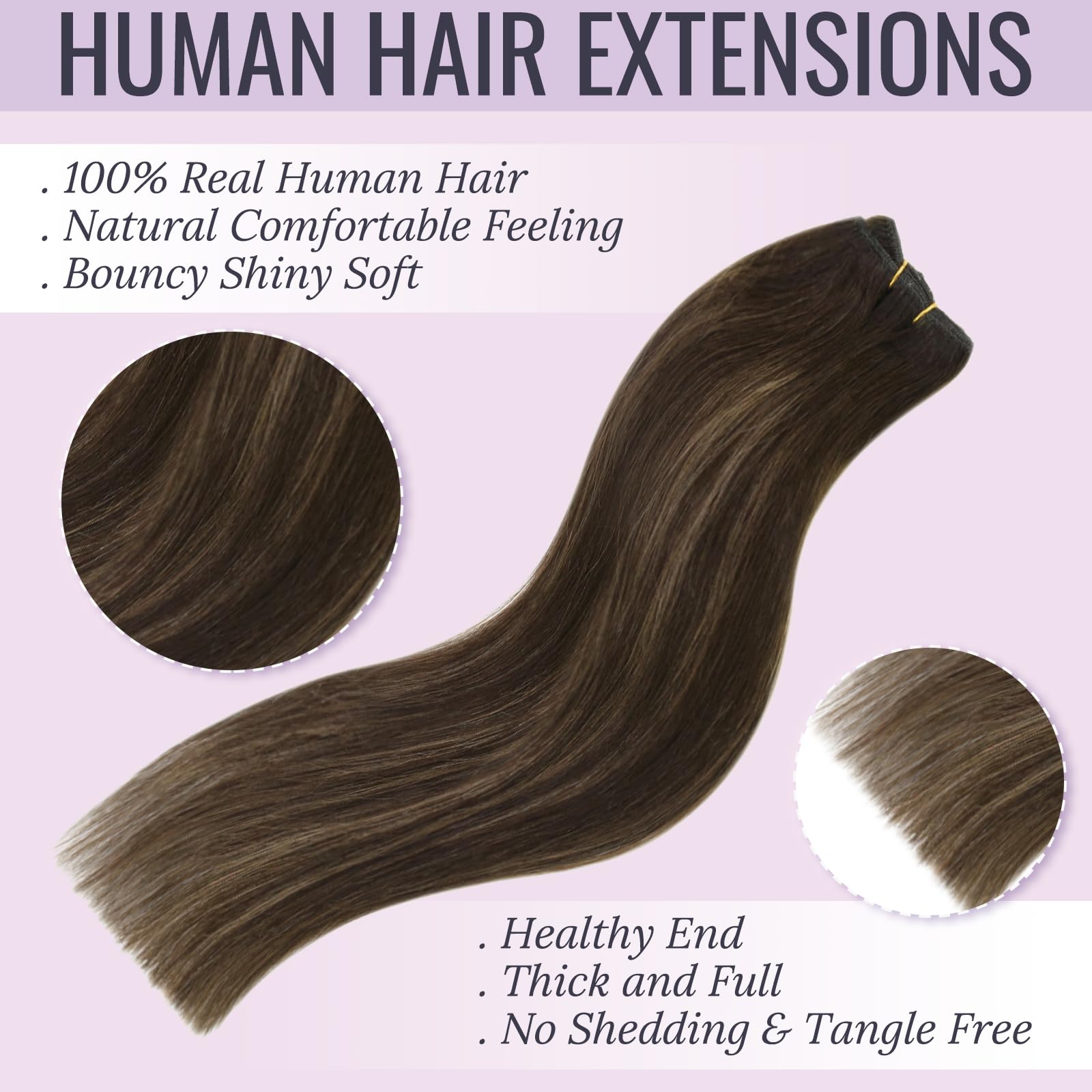 14 Inch Hand Tied Weft Hair Extensions Real Human Hair Balayage Straight Balayage Hand Tied Weft Extensions Virgin Human Hair #BM main image 3