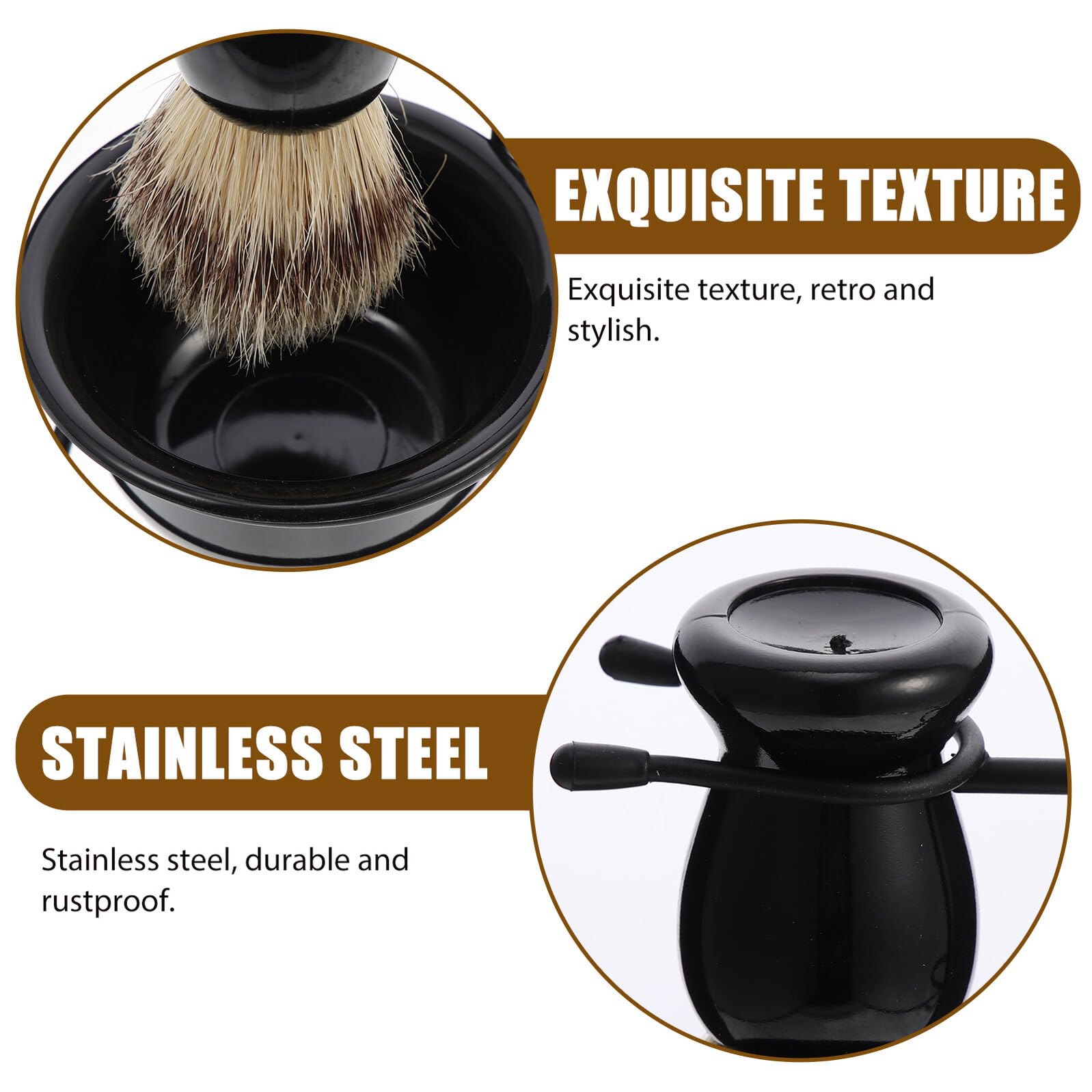 Kit Cuidado de Barba para Hombre Brocha de Afeitar Negra y Cuenco Profesional, Acero Inoxidable y Abs, Diseño Retro, y Fácil de Transportar