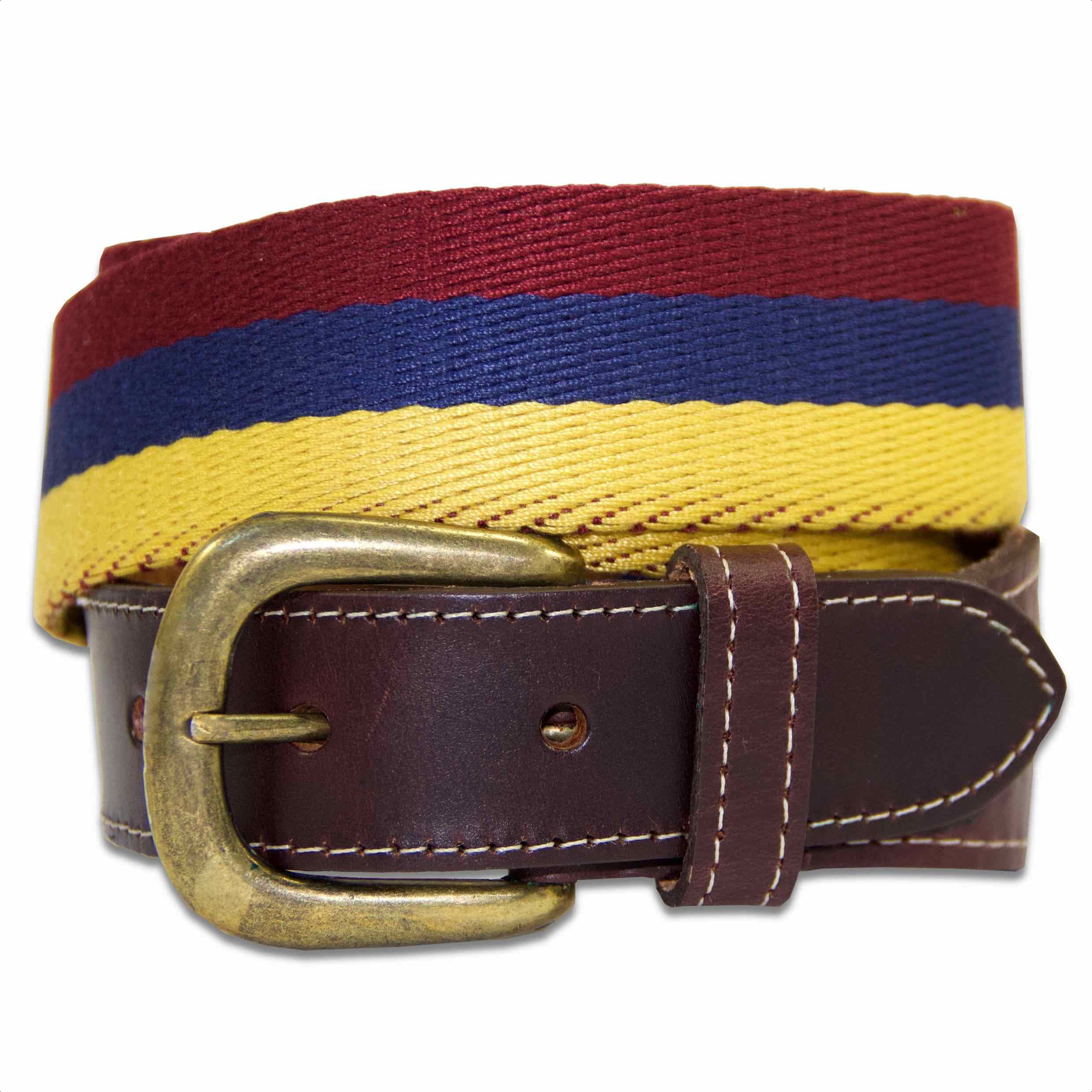 The Regimental Shop Royal Army Medical Corps (RAMC) Webbing Belt L (36-38") / Maroon/Blue/Yellow