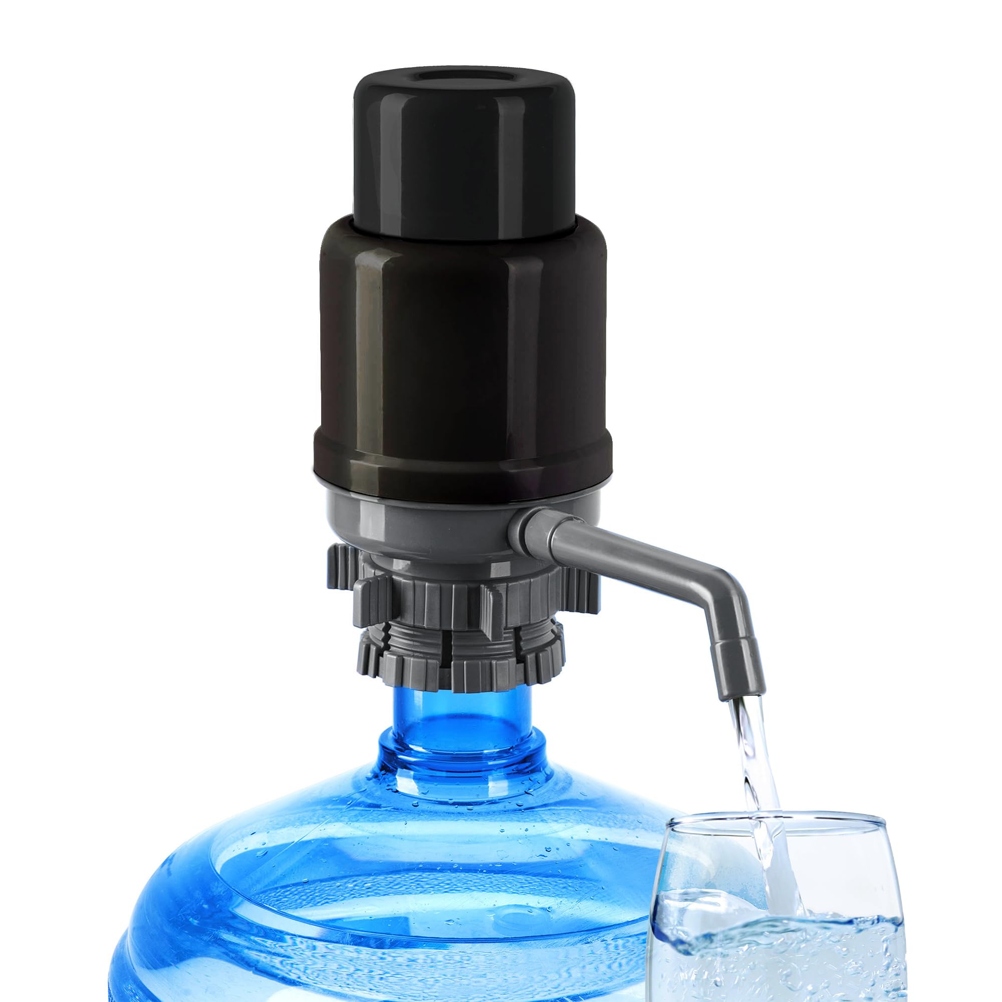 HotFrost Manual Water Pump for 5 Gallon Jug &amp; Bottle – Non-Electric 5 Gallon Water Dispenser, Universal Hand Pump with 3 Adjustable Tubes, 53mm Screw Top Adapter, Spout Cap &amp; Cleaning Brush, BPA-Free
