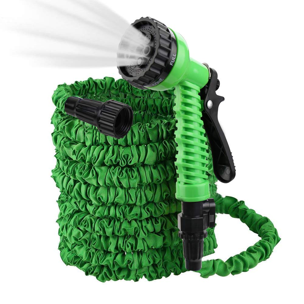 ActionEliters Expandable Water Hose Expandable Garden Hose with 7 Function Extra Strength Fabric Lightweight Expanding Hose (50ft, Green)