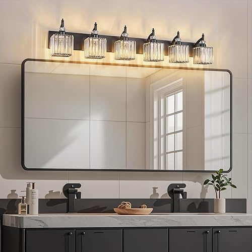 Miniatura 70 de Moderna lámpara de tocador de baño con 3 luces de cristal cromado sobre espejo para aplique de pared de baño Cromado,Oro,Negro Oro,Negro
