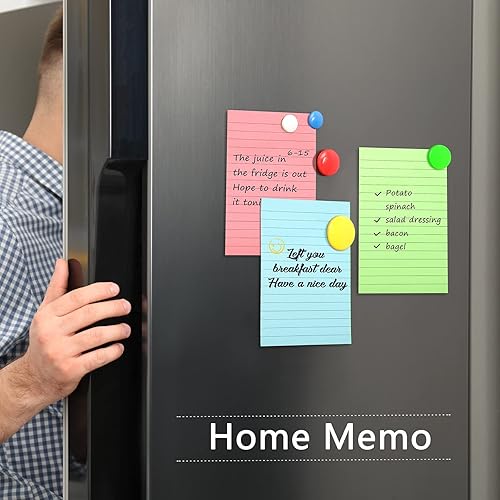 Miniatura 6 de Thenshop 20 notas adhesivas forradas de 4 x 6 pulgadas, bloc de notas adhesivas con rayas pastel para suministros de oficina en casa, 50 hojasbloc