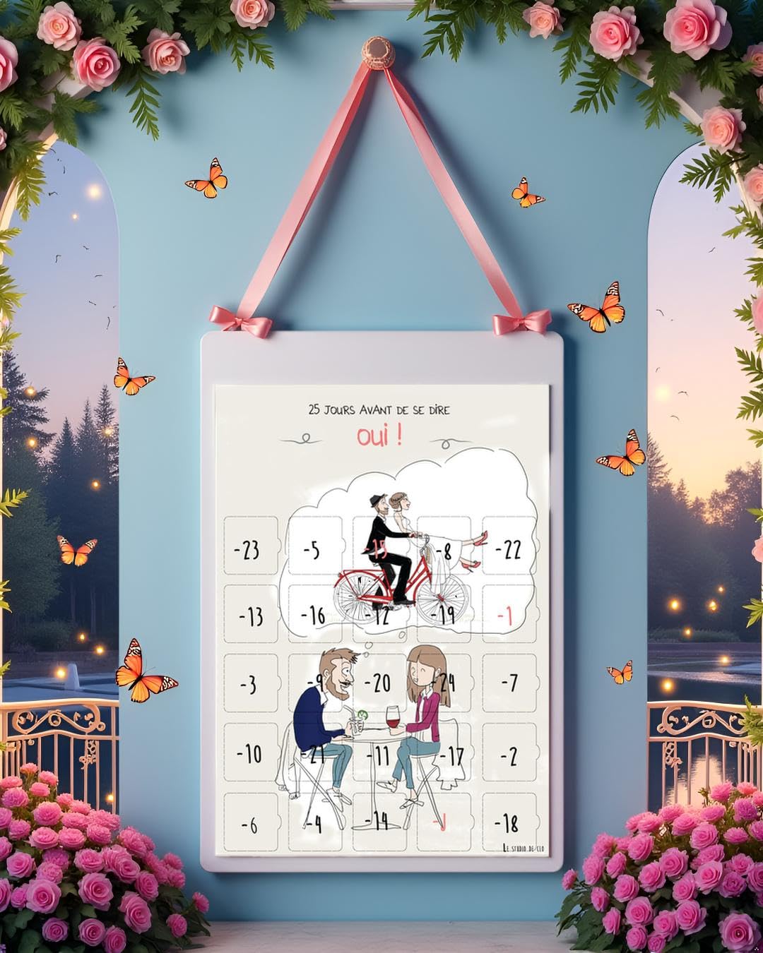 Calendrier de l'avent 25 jours AVANT le MARIAGE - Cadeau Mariage COUPLE - Cadeau EVJF - GUIDE organisation de MARIAGE