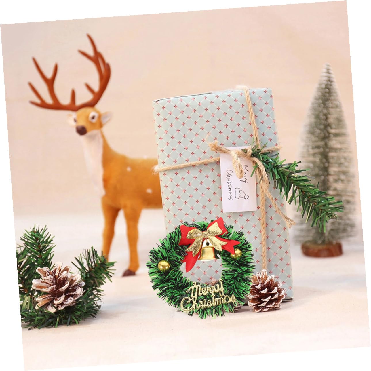 Gatuida 20 Piezas Mini Guirnalda Navideña Artificial para Manualidades y Decoración De Invierno Guirnalda Pequeña con Lazo para Adornos Navideños